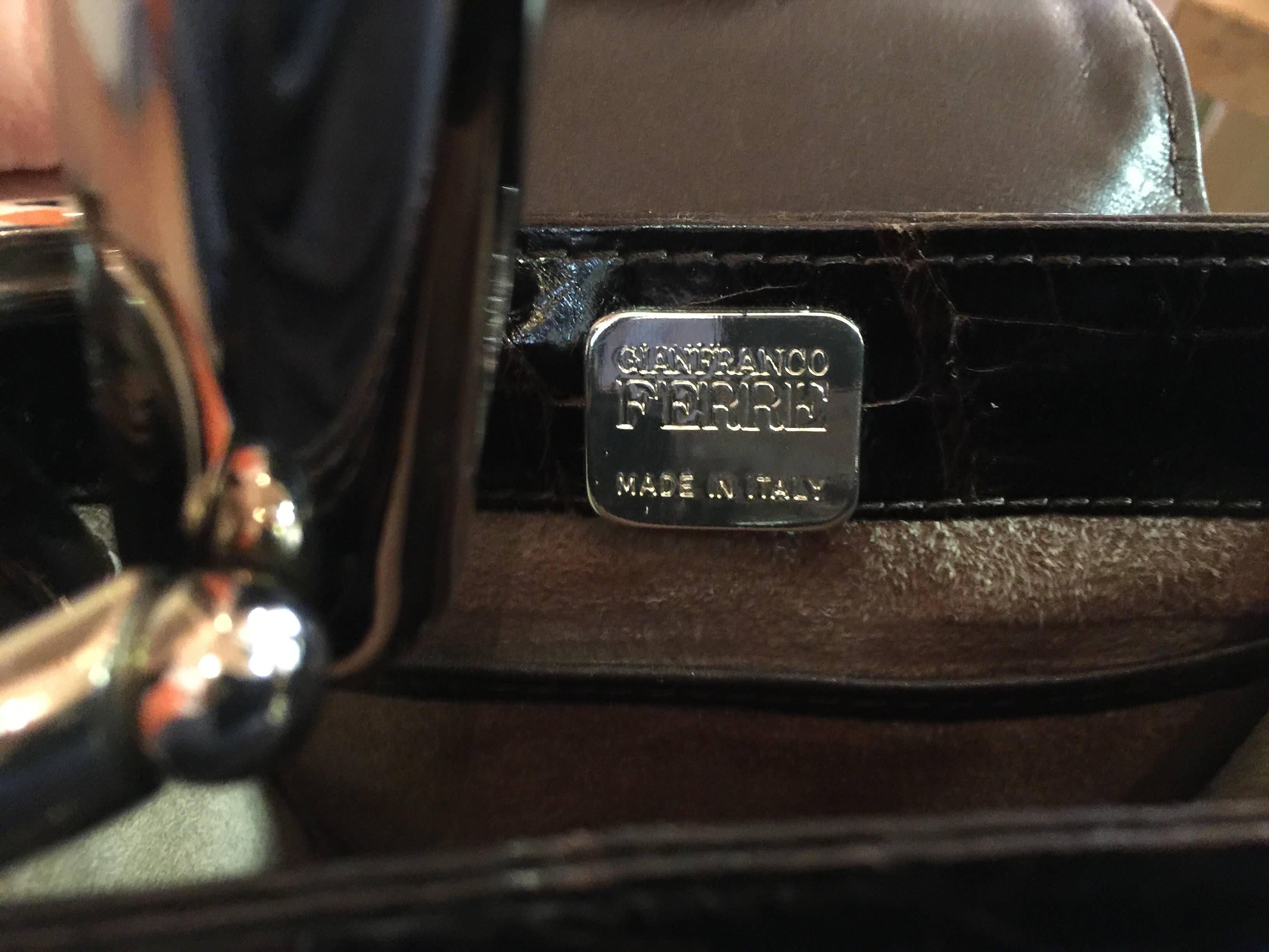 RARE Gianfranco FERRE Crocodile Purse Handbag Amazing Sterling Silver Handle For Sale 1