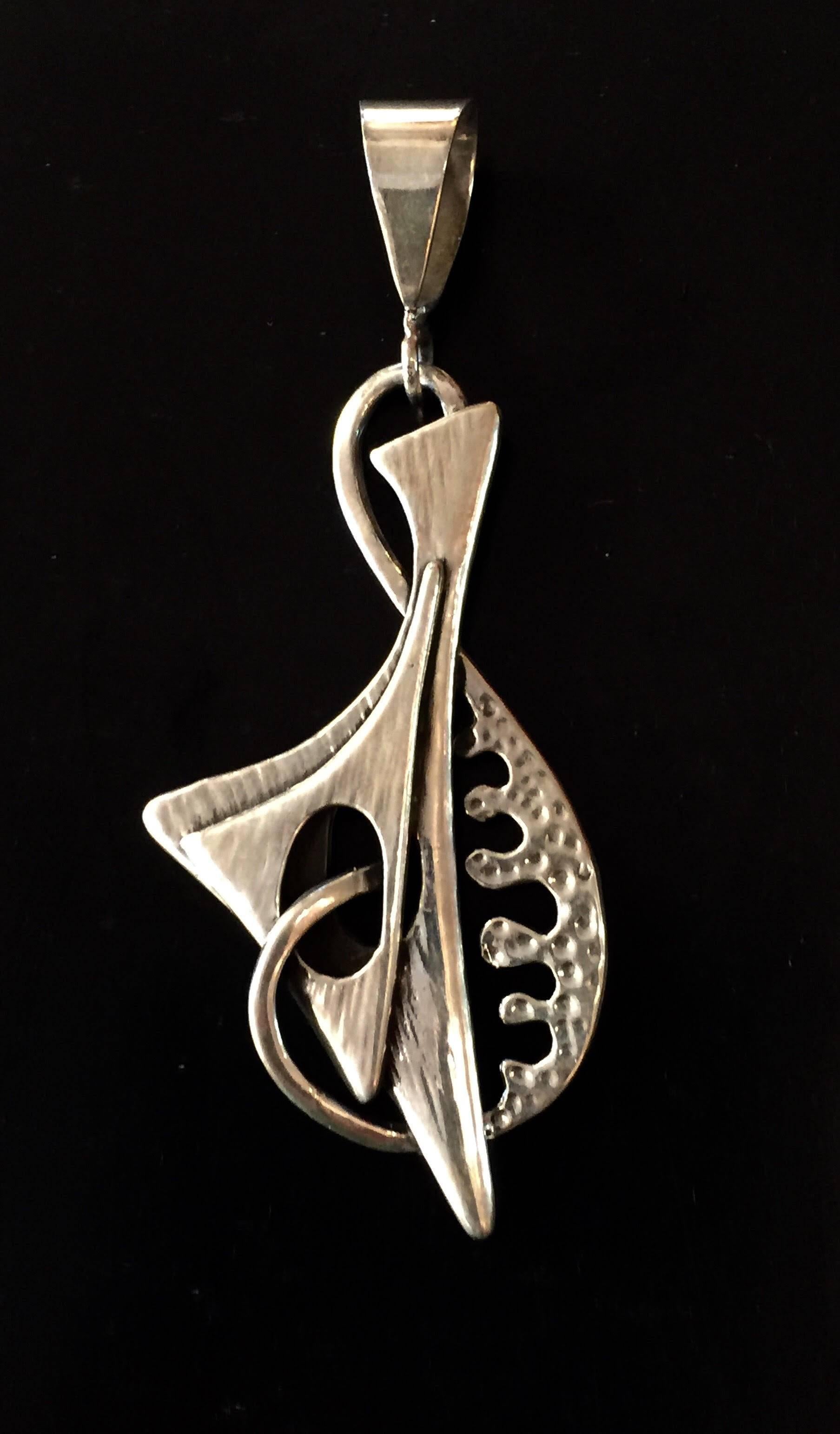 REBAJES Sterling Modernist Biomorphic Pendant for Necklace For Sale 4
