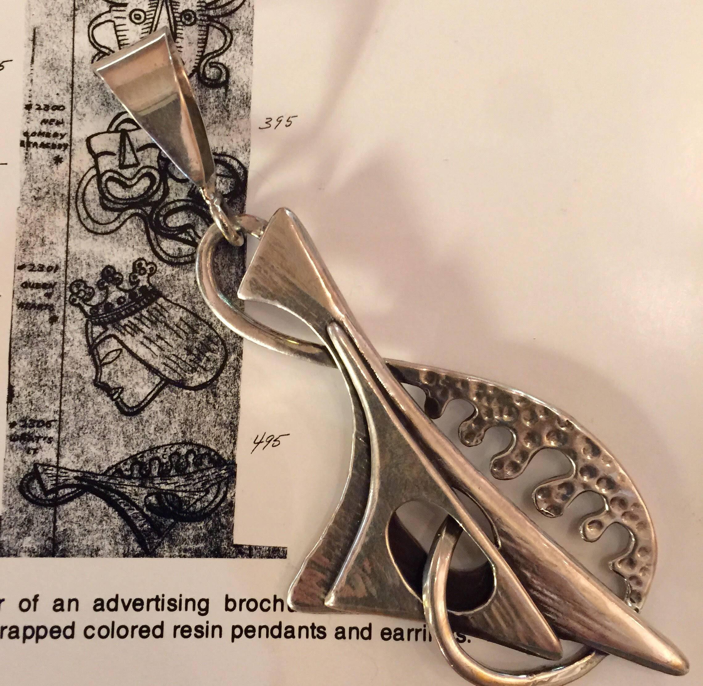 REBAJES Sterling Modernist Biomorphic Pendant for Necklace For Sale 1