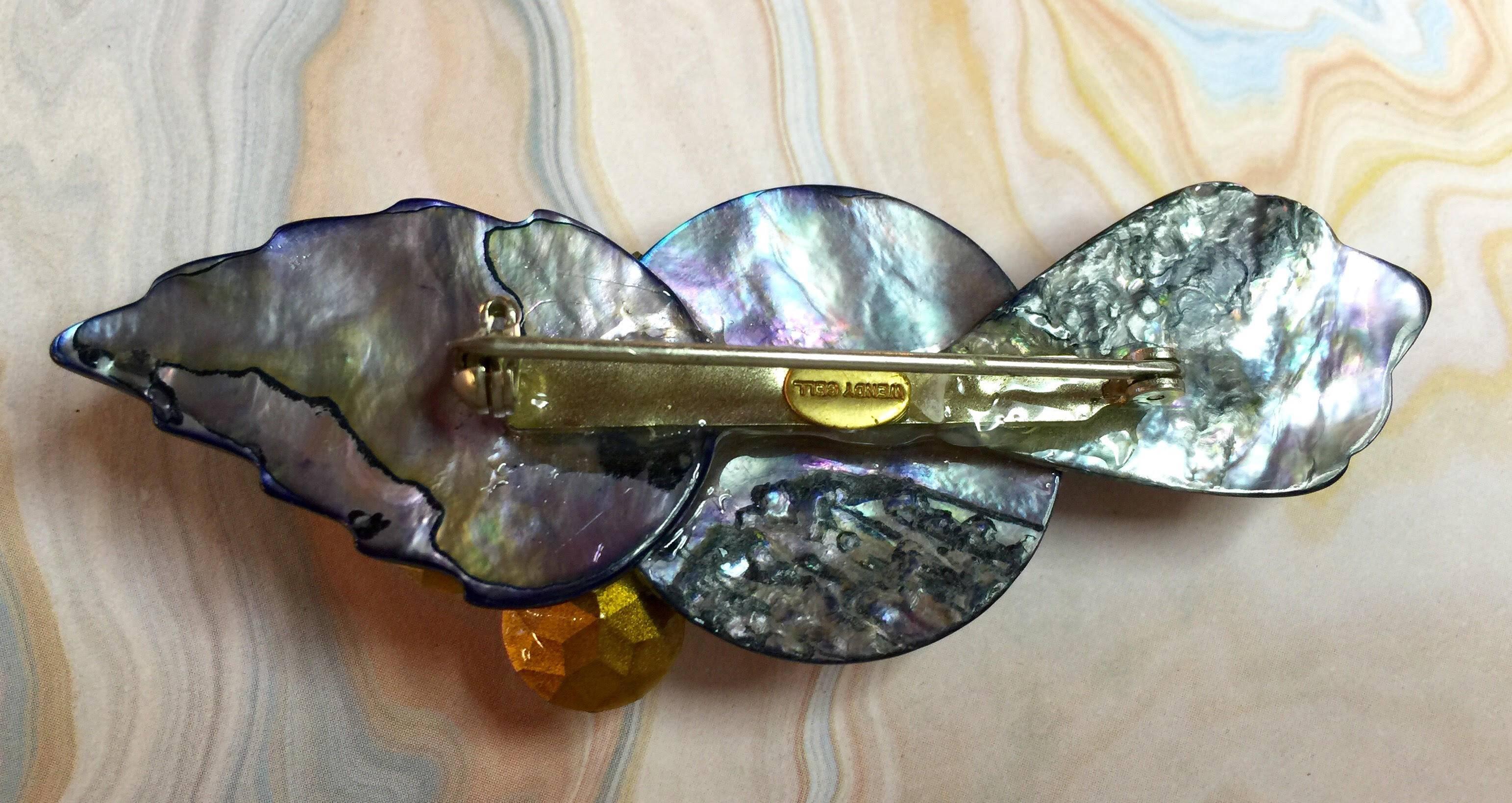 1980s WENDY GELL Fantasy Flapper DIVA Brooch Pin In Excellent Condition For Sale In Palm Springs, CA