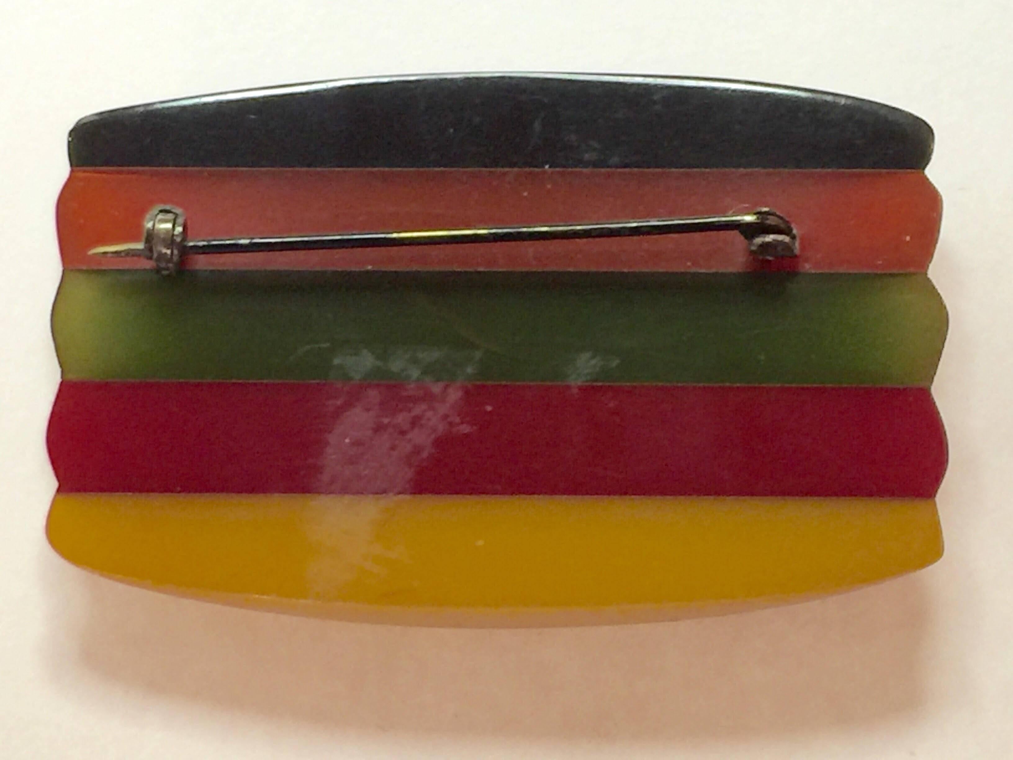 1930s  Bakelite Multicolor Geometric PHILADELPHIA Brooch/Pin For Sale 2