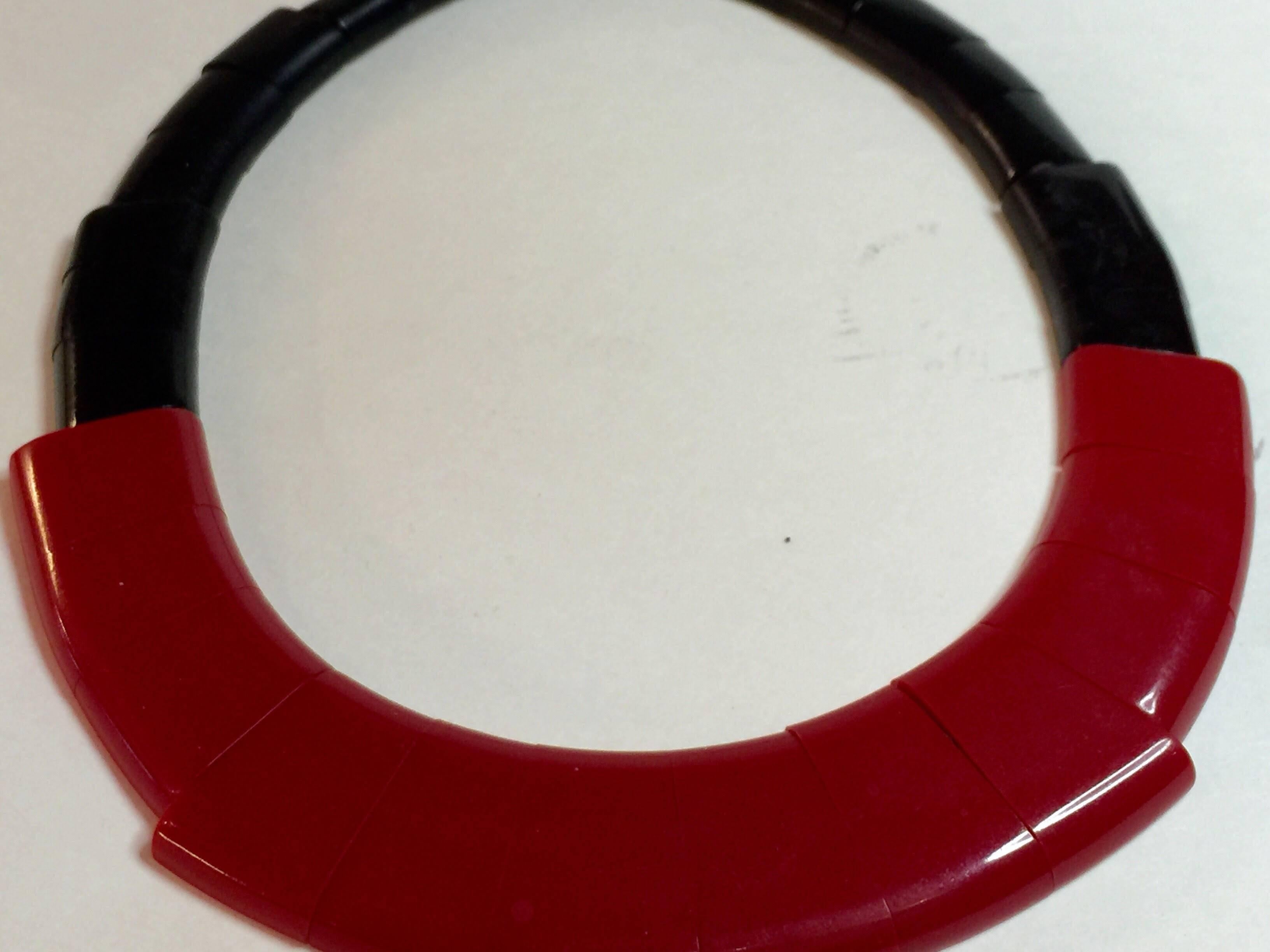 Women's 1930s Art Deco French Red Black Galalith Necklace by August Bonaz For Sale