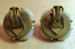 Caramell- Elfenbein & Diamant-Glas-Ohrclips von Archimede Seguso CHANEL
