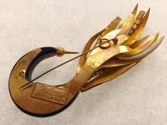 Valentino Goldtone Cut Shell Laminated Acetate Stonework Bird Brooch Pin