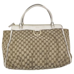 Gucci tan monogram white leather D-Ring shoulder bag