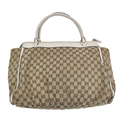 Gucci tan monogram white leather D-Ring shoulder bag