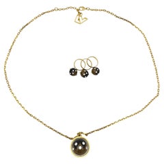 Louis Vuitton spinning bicolor pendant necklace with set of 3 matching rings