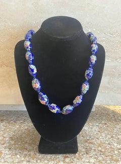 Vintage Chinese Blue Porcelain Necklace