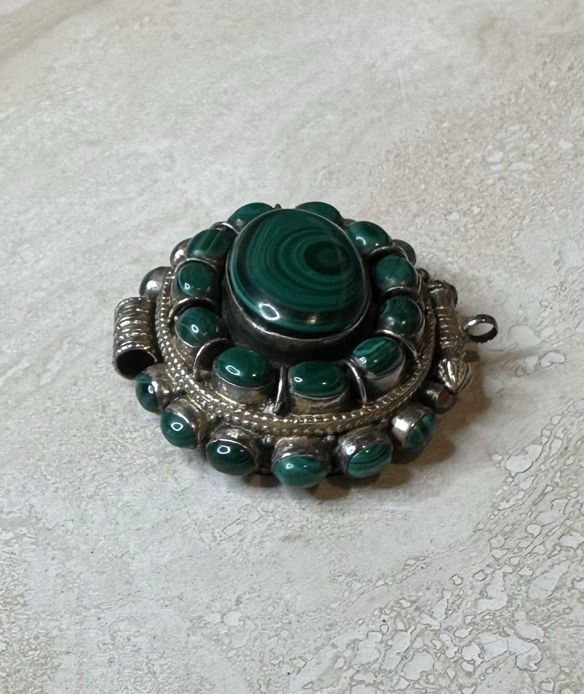 Cabochon Ciondolo in malachite vintage in vendita