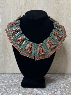 Vintage Turquoise Bib with Coral