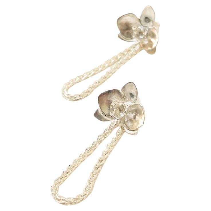 Dolores Ortega Orchid  Dangle Earrings in Sterling Silver For Sale