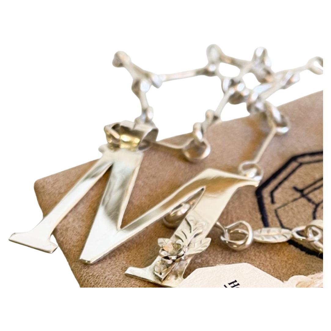 Dolores Ortega Botanical Initial Necklace in 925 Sterling Silver For Sale