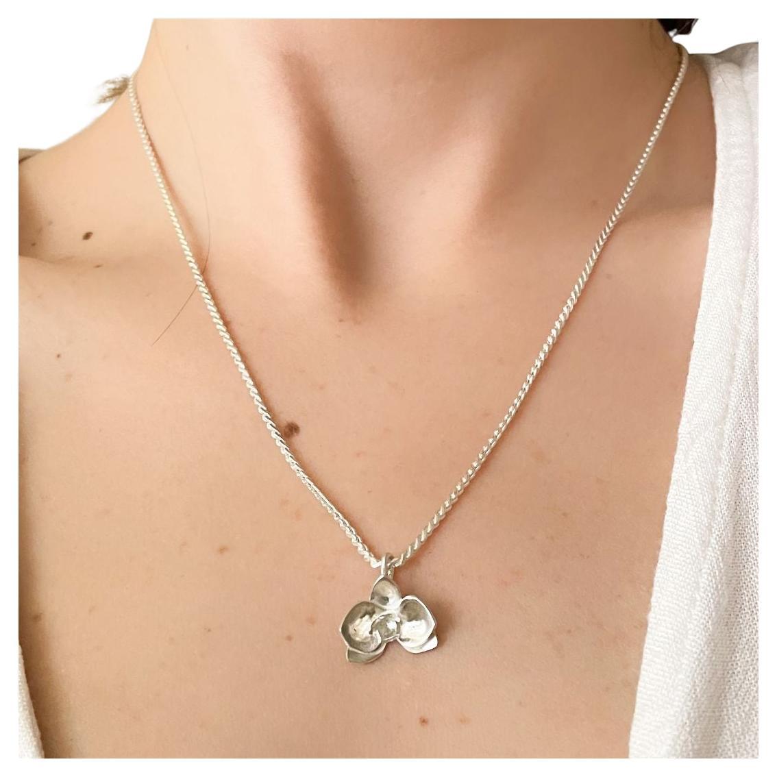 Dolores Ortega Orchid Pendant Necklace in 925 Sterling Silver