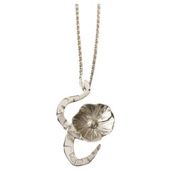 Dolores Ortega Sterling Silver Large Snake and Bloom Pendant – Botanical Handmad
