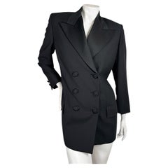 Vintage Gianni Versace Couture Black Architectural Cutout Back Double-Breasted B