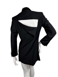 Vintage Gianni Versace Couture Black Architectural Cutout Back Double-Breasted B