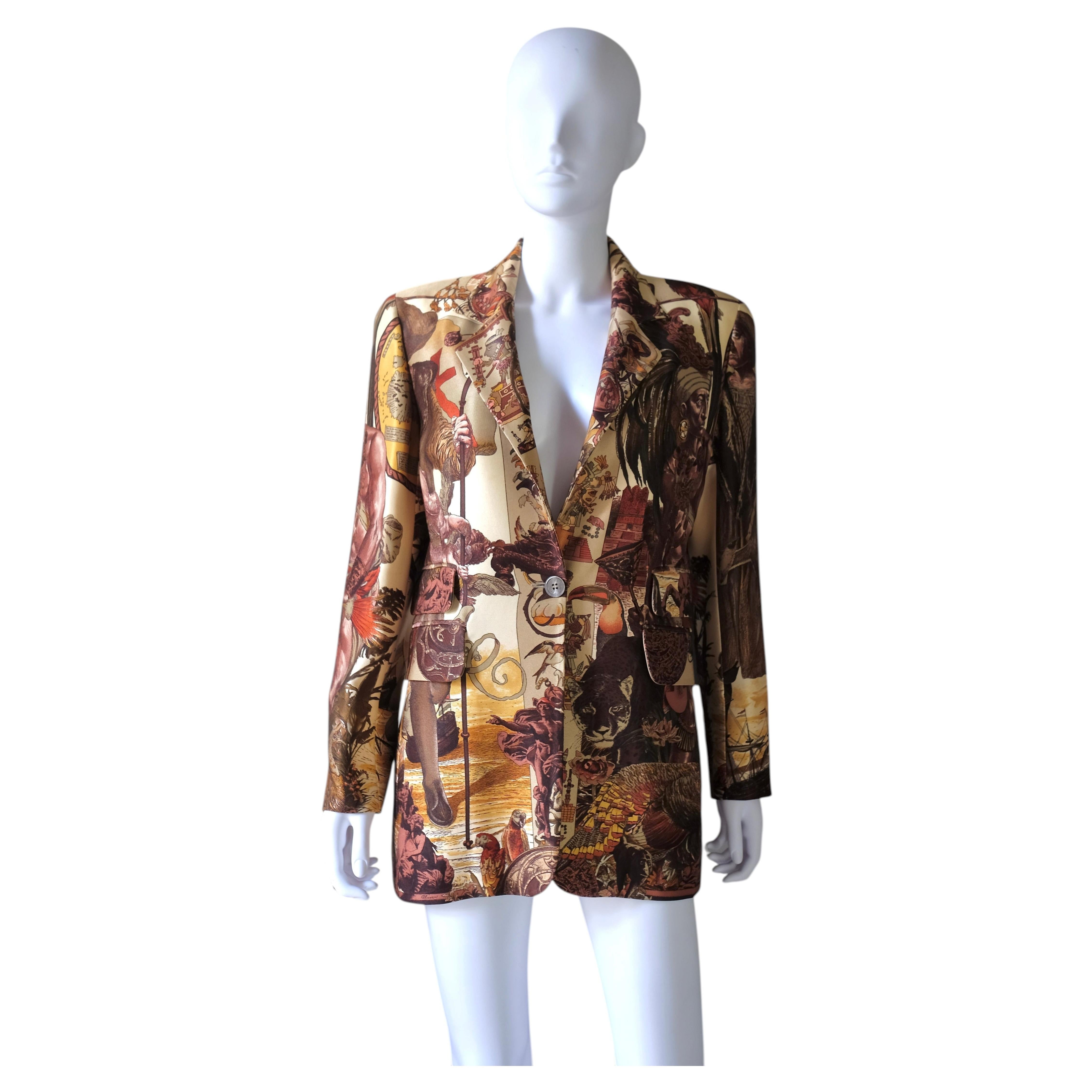 HERMÈS - 1990s Vintage Women's Silk Blazer by Oliver Kermit For Sale