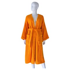 HERMÈS - 1990s Vintage Unisex Cotton Bathrobe with Sun Embroidery