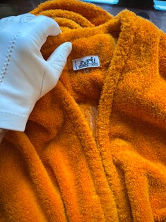 HERMÈS - 1990s Vintage Unisex Cotton Bathrobe with Sun Embroidery