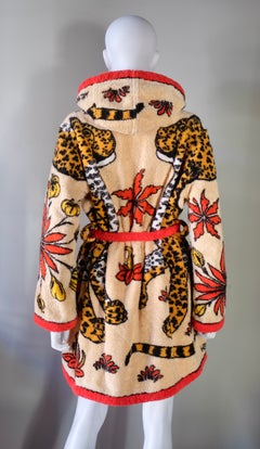 HERMÈS - Vintage Cotton Bathrobe "Les Leopards" by Christiane Vauzelles