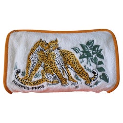 HERMÈS - Bolso de mano vintage de Robert Dallet, con leopardos bordados, 29 x 17 cm
