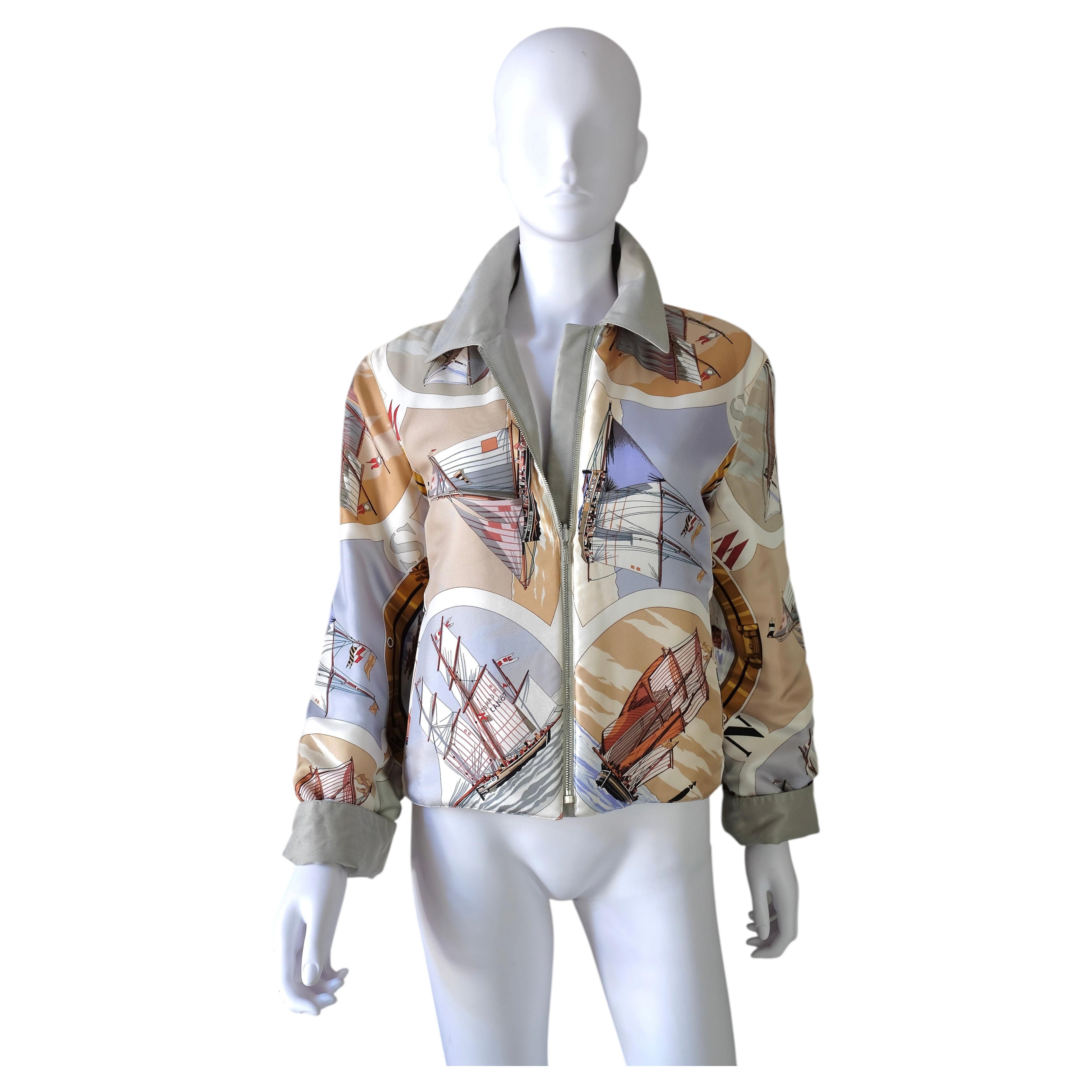 HERMÈS - Vintage Double-Face Silk Cotton Cropped Jacket - By Loïc Dubigeon For Sale