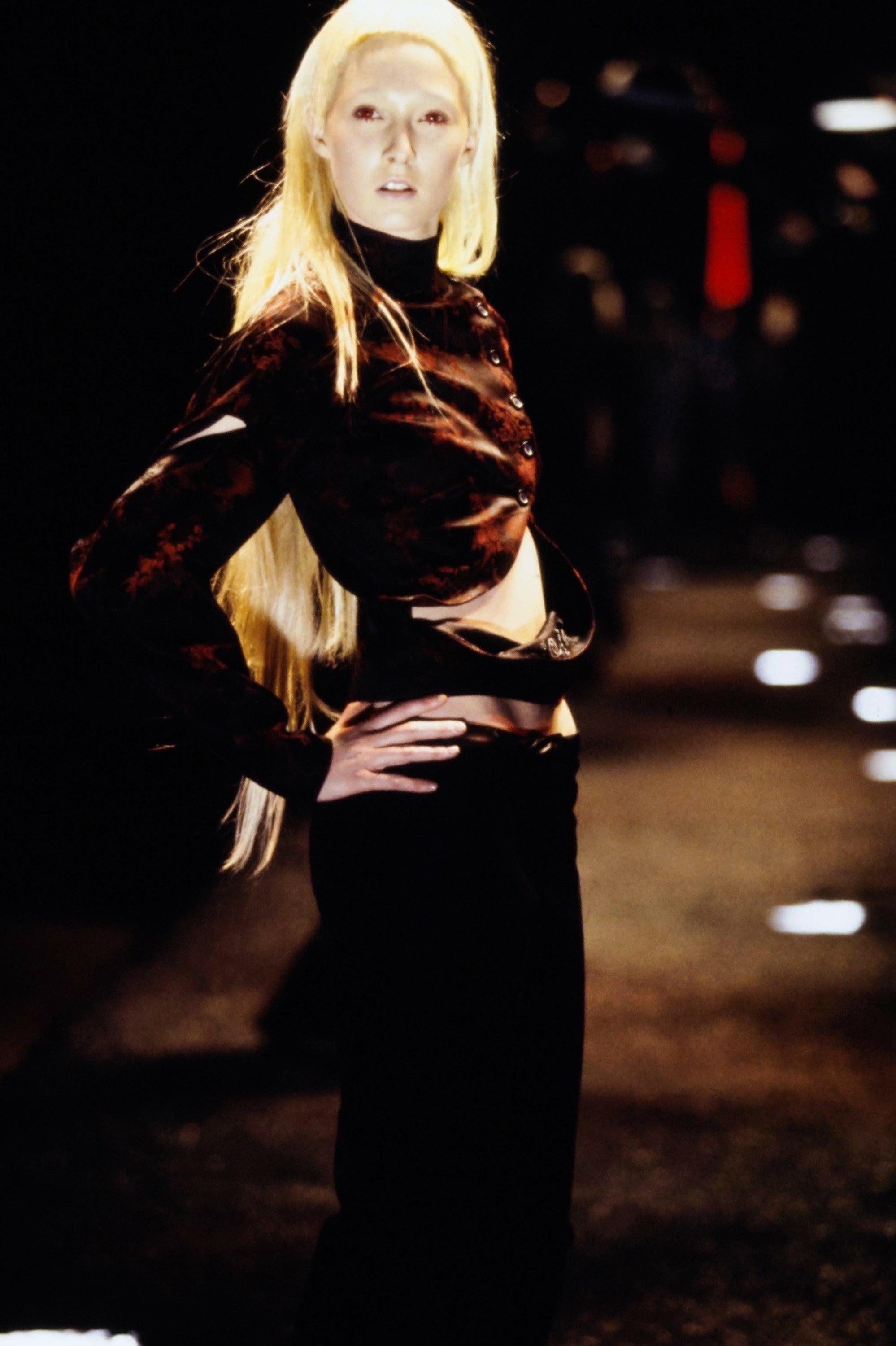 ALEXANDER MCQUEEN fw1998 «JOAN» BLACK & RED JACQUARD FLORAL WAISTCOAT 7
