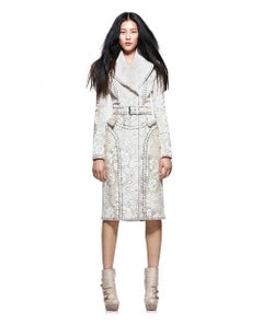 ALEXANDER MCQUEEN Pre-Fall 2010 WHITE PONY HAIR LACE-UP MIDI SKIRT