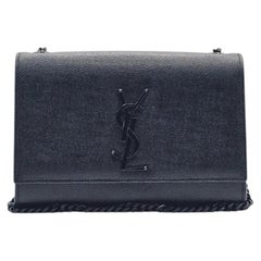 Saint Laurent Small Kate Grain de Poudre Pebbled Leather Shoulder Bag Black