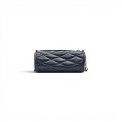 Saint Laurent Mini Sade Quilted Lambskin Leather Tube Bag YSL Monogram Black