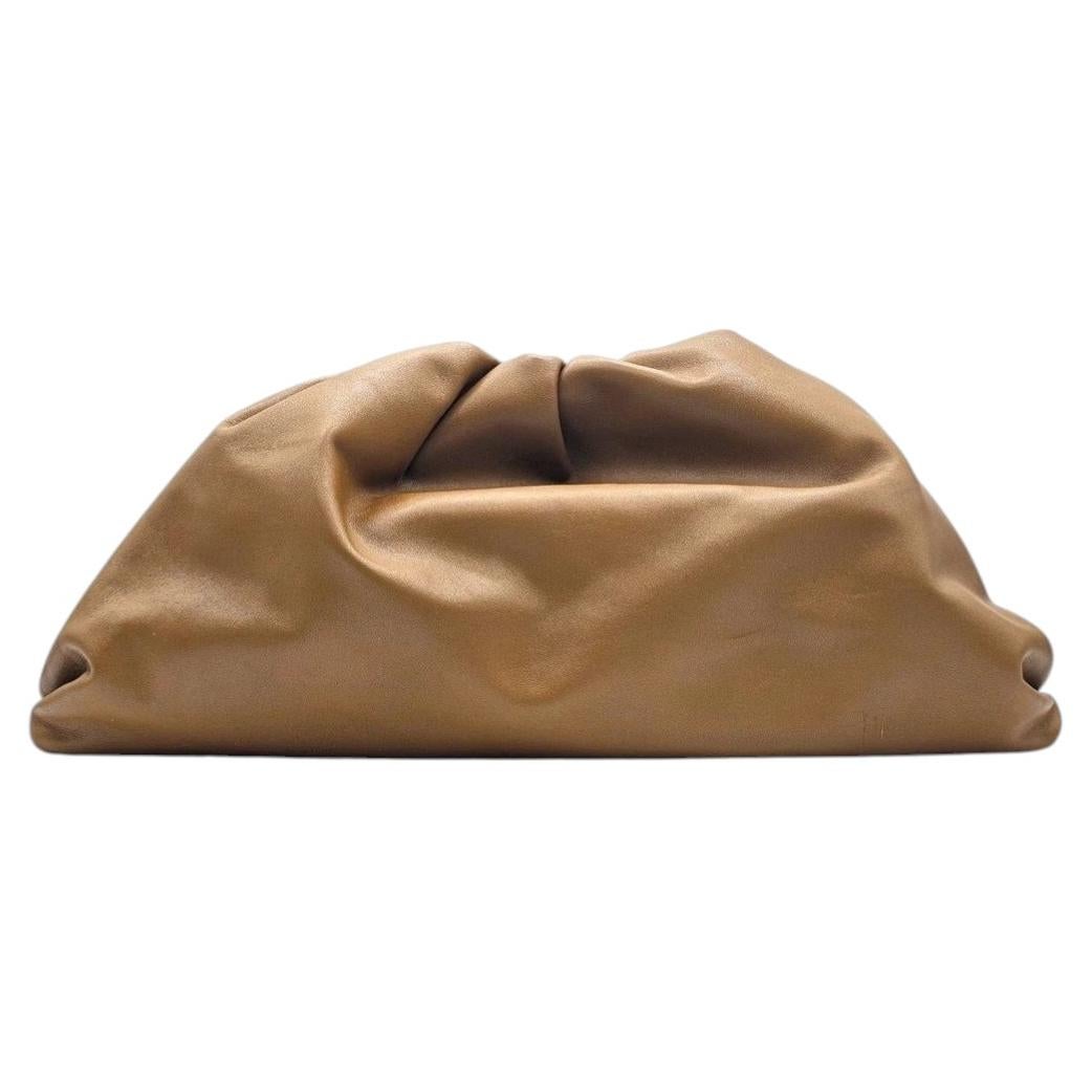 Bottega Veneta The Pouch Smooth Butter Calf Leather Oversized Clutch Tan Brown