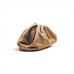 Bottega Veneta The Pouch Smooth Butter Calf Leather Oversized Clutch Tan Brown