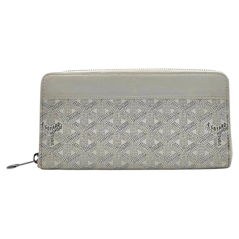 Portafoglio Goyard Goyardine bianco Matignon GM con dettagli in palladio - Nuovo in vendita