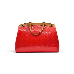 Louis Vuitton 2014 Monogram Vernis Brea MM Coral Red Satchel Shoulder Bag