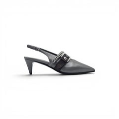 Louis Vuitton LV Vibe Gray Leather LV Monogram Slingback Pumps 1AHL07 EU 36 US 6