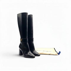 Louis Vuitton Midtown Knee High Boots LV Monogram Black Leather EU 38 US 8