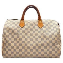 Borsa a mano Louis Vuitton Speedy 35 in tela Damier Azur con manici superiori N41535