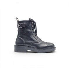 Louis Vuitton Citizen Flat Ranger Stiefel aus geprägtem LV-Monogramm-Leder, schwarz, EU 38