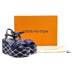 Louis Vuitton Shake Navy Denim Platform Wedge Sandals EU 36 US 6 - NWB