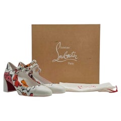 Christian Louboutin x Shun Sudo Miss Jane 55mm Leather Pumps Floral EU 37 US 7