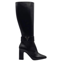 Louis Vuitton Midtown Knee High Boots LV Monogram Black Leather EU 37 US 7 - New
