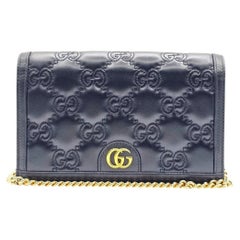 Gucci GG Marmont Leather Wallet on Chain WOC Shoulder Bag in Black - Preowned