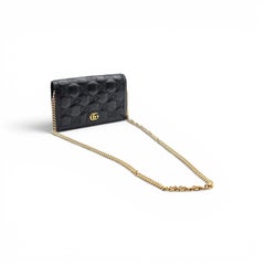Gucci GG Marmont Leather Wallet on Chain WOC Shoulder Bag in Black - Preowned