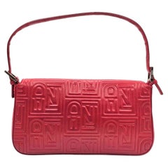 Fendi Monogram Mama Baguette Leather Shoulder Bag in Red - Preowned