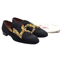 Christian Louboutin Love Met Men's Lurex Loafers Black Embellished EU 43 US 10