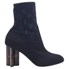Louis Vuitton Silhouette Ankle Boots Black LV Monogram Flower Heel EU 39 US 9