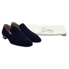 Christian Louboutin, mocassini da smoking in velluto "Dandelion", neri, taglia EU 41, US 8 - NWOB
