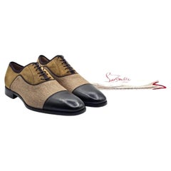 Christian Louboutin Greggo Leather Mix Media Oxford Shoes Brown EU 43 US 10