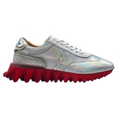 Christian Louboutin Loubishark Silver Iridescent Red Bottom Sneakers EU 42 US 9
