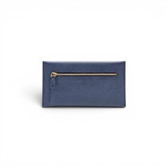Prada Saffiano Wallet Envelope Blue with Gold Hardware - New